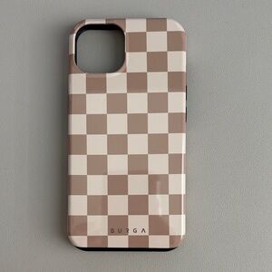 Burga Checkered Phone Case - Beige and White